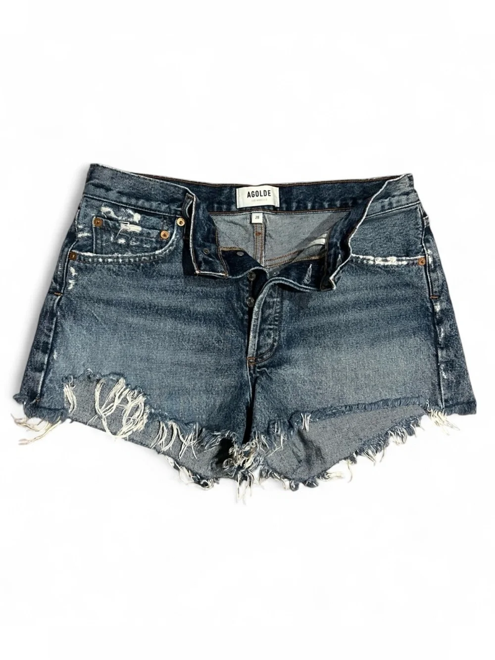 Agolde Dark Blue Distressed Denim Shorts-Parker size 28
